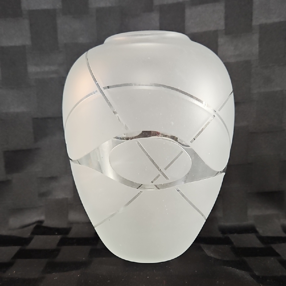 Beautiful Handcrafted Frosted White Glass Vase by Michael Jaross, Signed 1983